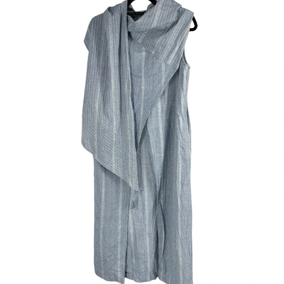 Rujeta Sheth  chambray duster dress with large shawl collar medium pockets - Picture 1 of 6